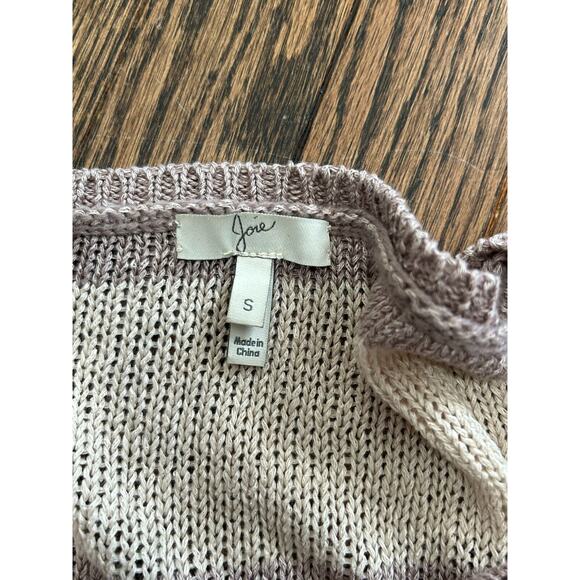 JOIE Women's Taupe/Purple Striped Open-Knit 100% Linen Pullover Sweater Size S - Picture 6 of 11